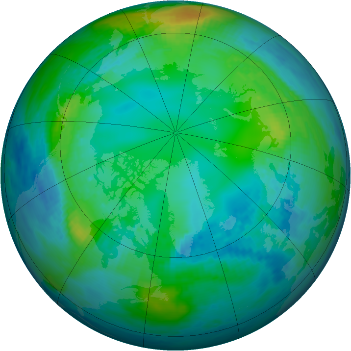 Arctic ozone map for 09 November 1990